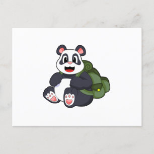 Cartão Postal Panda como Mochileiro