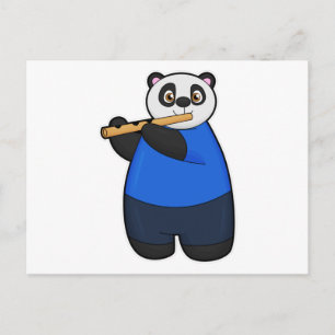 Cartão Postal Panda como Músico com Flauta
