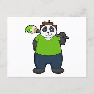 Cartão Postal Panda como Pintor com Pincel