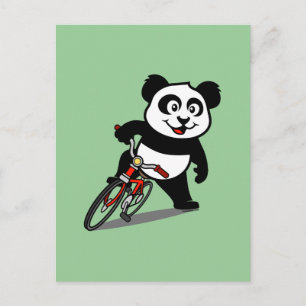 Cartão Postal Panda de Ciclismo Fofo