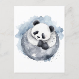 Cartão Postal Panda de Cores Aquáticas com Sono