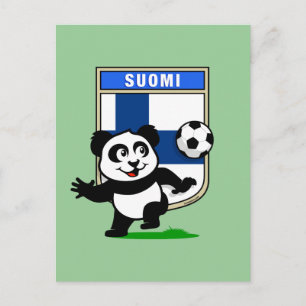 Cartão Postal Panda de Futebol da Finlândia