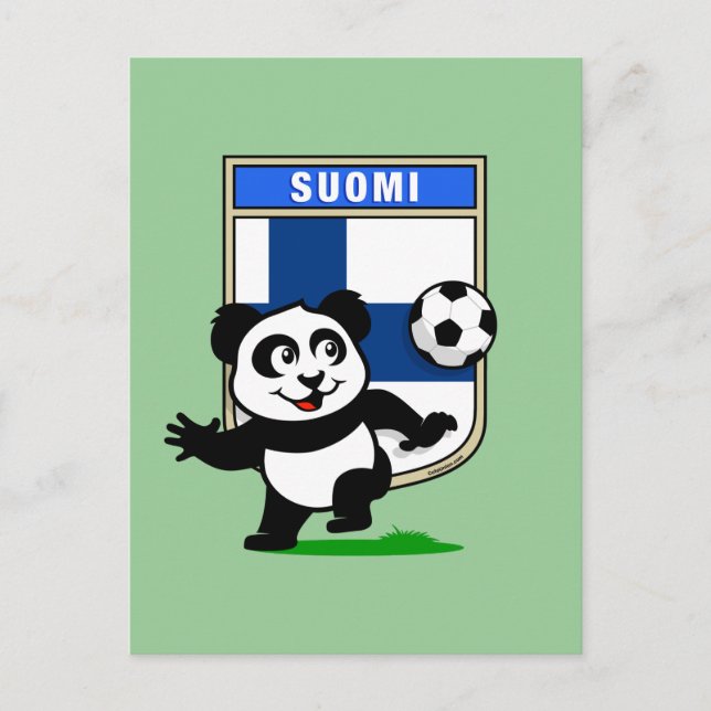 Cartão Postal Panda de Futebol da Finlândia (Frente)