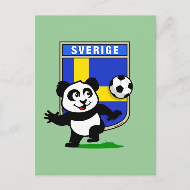 Cartão Postal Panda de Futebol suecia (Frente)