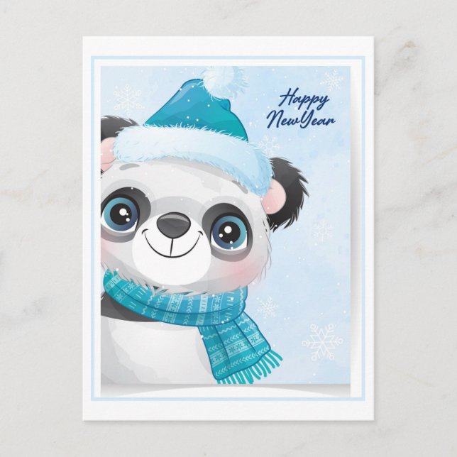 Cartão Postal Panda de Natal (Frente)