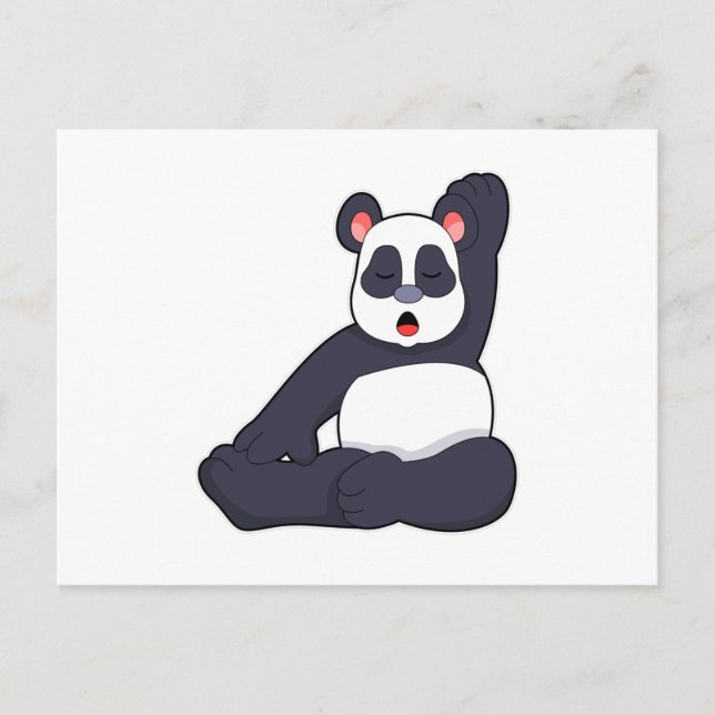 Cartão Postal Panda em exercícios de alongamento de Yoga (Frente)