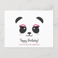Panda fofa com cílios personalizados de Feliz Aniv