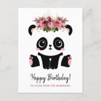 Panda fofa Feliz Aniversário personalizado 