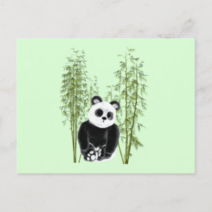 Cartão Postal Panda Fofo Sentado no Bambu