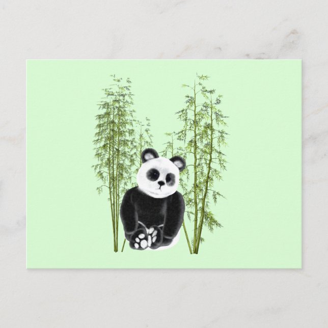 Cartão Postal Panda Fofo Sentado no Bambu (Frente)