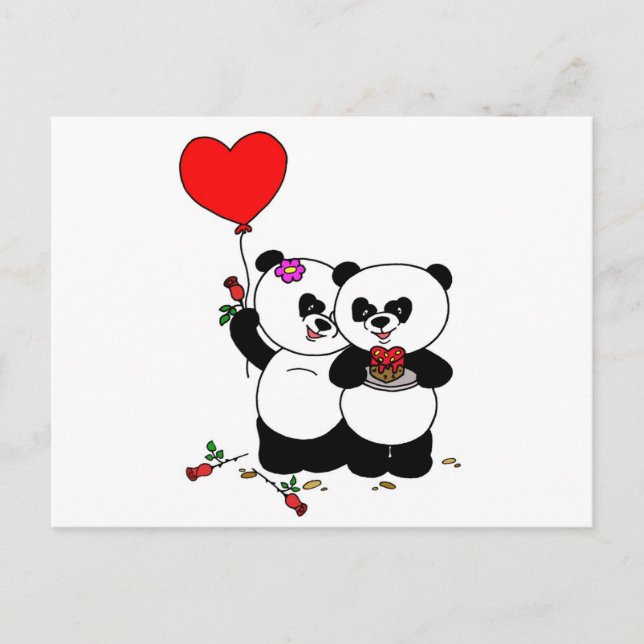 Cartão Postal Panda forever love (Frente)