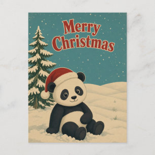 Cartão Postal Panda Inverno Campo Animal Natal