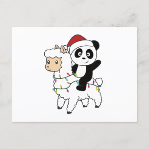 Cartão Postal Panda Lhama Natal Neve Animais de Inverno