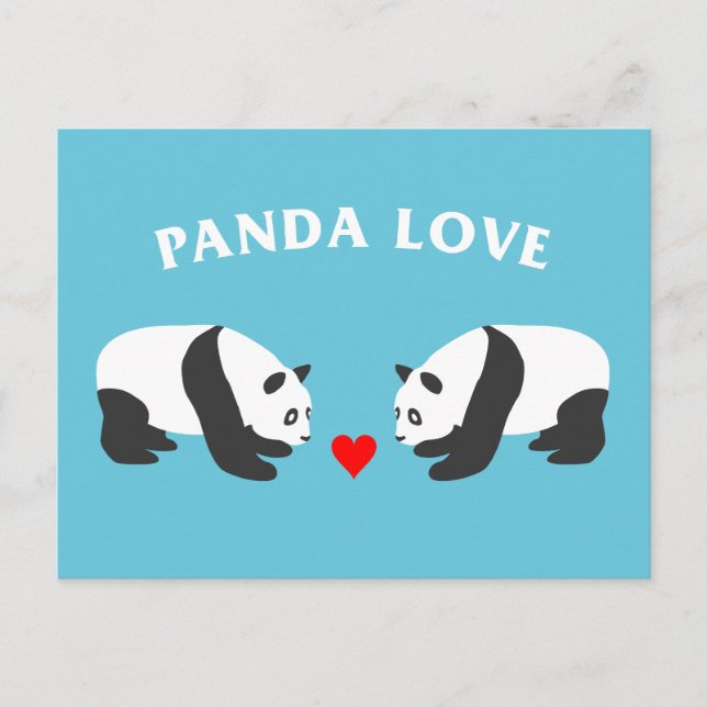 Cartão Postal Panda Love (azul) (Frente)
