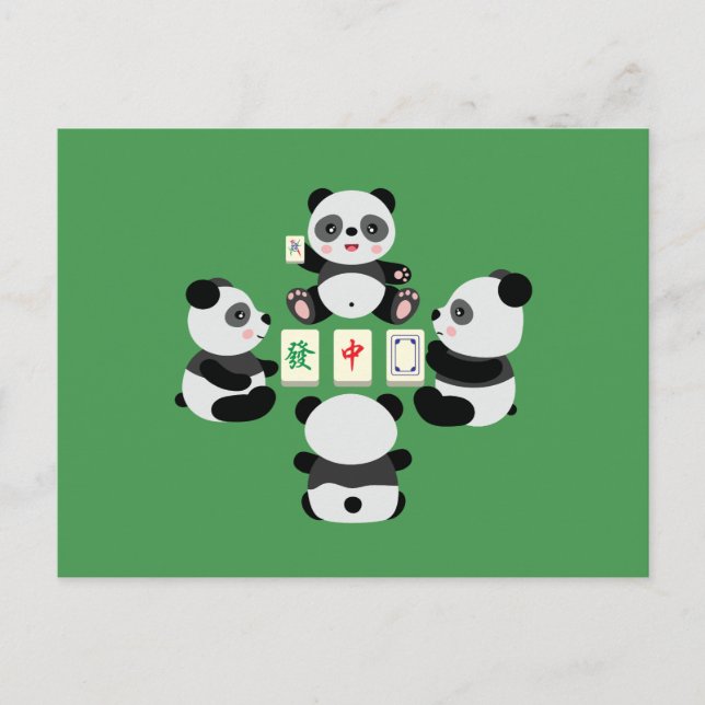 Cartão Postal Panda Mahjong (Frente)
