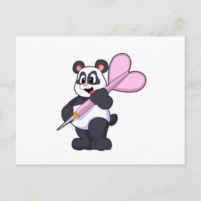 Cartão Postal Panda no Darts com Dardo (Frente)