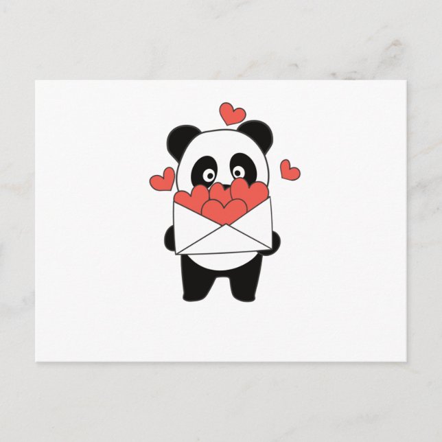 Cartão Postal Panda Para Animais Dias de os namorados Cutes Com  (Frente)