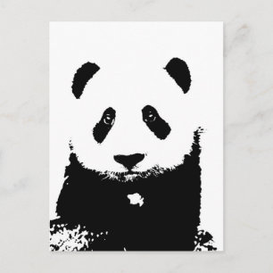 Cartão Postal Panda Preta e Branca