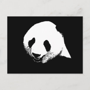 Cartão Postal Panda Preto e Branco