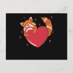 Cartão Postal Panda vermelho está apaixonado por gato-urso de ba