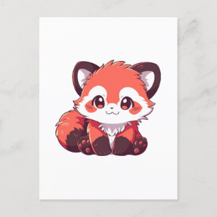 Cartão Postal  panda vermelho fofo