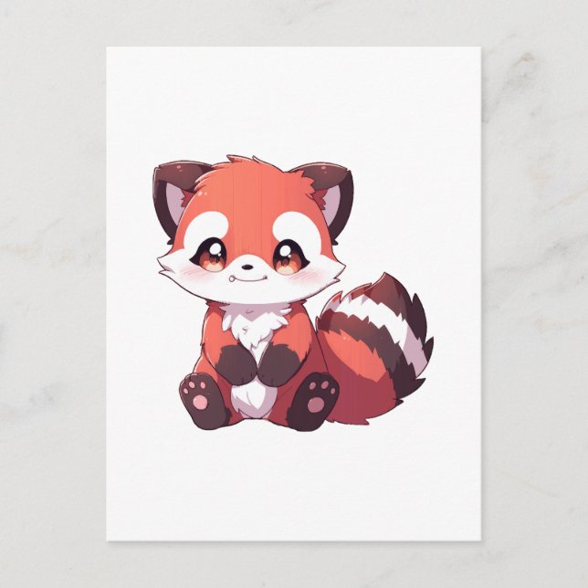 Cartão Postal  panda vermelho fofo (Frente)