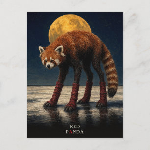 Cartão Postal Panda Vermelho Meias Longas gótico Surrealista