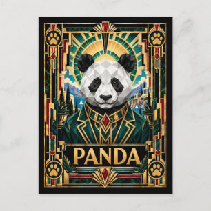 Cartão Postal Panda, Vida Selvagem Art Déco