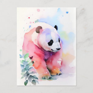 Cartão Postal Panda Watercolor Retrato 1