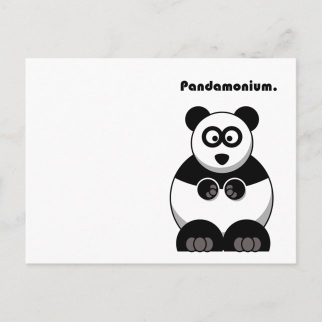 Cartão Postal Pandamonium Engraçado Cartoon de Panda, Punho de E (Frente)