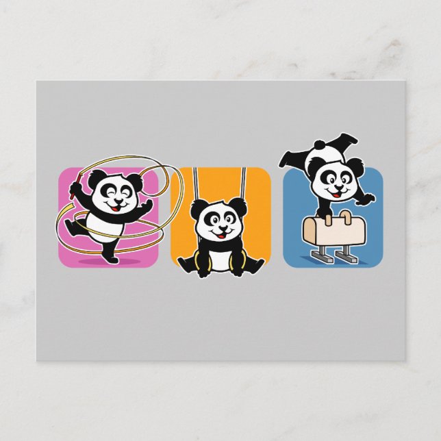 Cartão Postal Pandas de ginástica (Frente)
