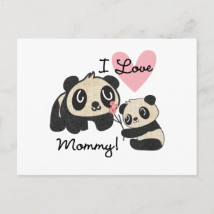 Cartão Postal Pandas eu amo mamães