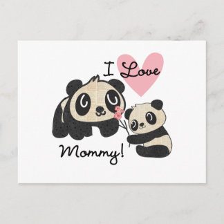 Cartão Postal Pandas I Love Mamãe