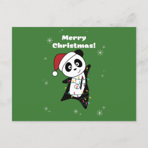 Cartão Postal Pandas Postcar Animais de Inverno da Neve de Natal