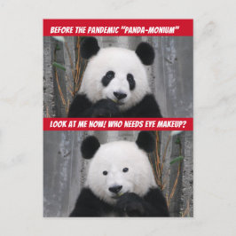 Cartão Postal Pandemia Engraçada Panda-Monium Antes e Depois