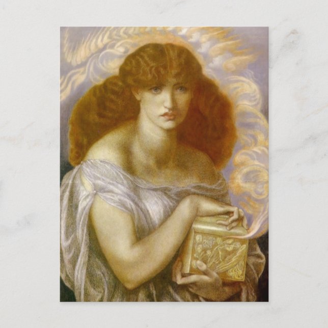 Cartão Postal Pandora abre caixa Dourada (Frente)