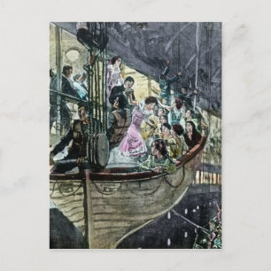 Cartão Postal Pânico Titanic RMS sobre Corrida de convés para ba