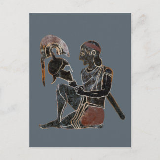 Cartão Postal Panoply - Antigo soldado grego hoplite sentado