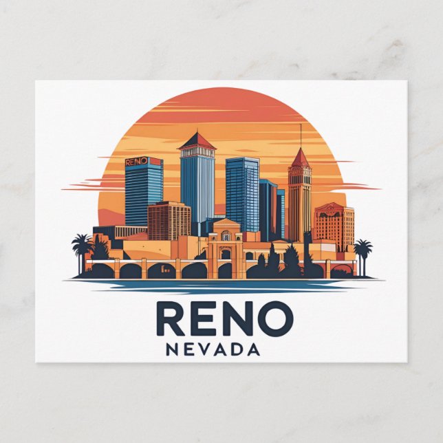 Cartão Postal Panorama da cidade de Reno Nevada (Frente)