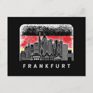 Cartão Postal Panorama de Frankfurt Alemanha Bandeira Alemã Vint
