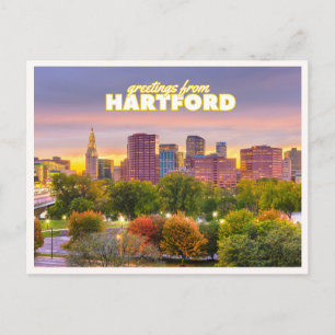 Cartão Postal Panorama de Hartford Connecticut no Outono