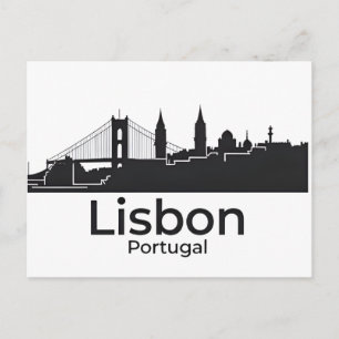 Cartão Postal Panorama de Lisboa Portugal - Arte de Viagem Vinta