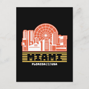 Cartão Postal Panorama de Miami Flórida Design Gráfico de Viagem