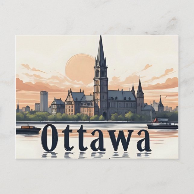 Cartão Postal Panorama de Ottawa Canadá (Frente)