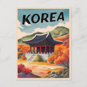 Cartão Postal Panorama de outono da Coreia viagens vintage Cenár
