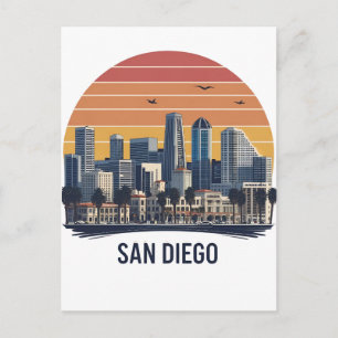 Cartão Postal Panorama de San Diego Califórnia–Arte de Paisagem 