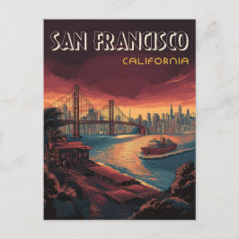Cartão Postal Panorama de San Francisco com a Ponte Golden Gate