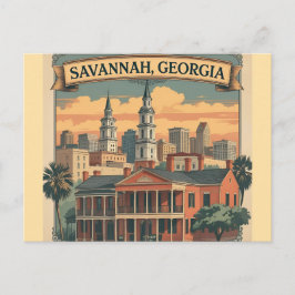 Cartão Postal Panorama de Savannah Geórgia  | Paisagem Urbana de