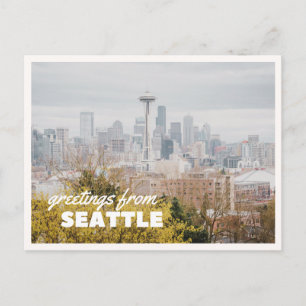 Cartão Postal Panorama de Seattle Retro Viagem Vintage