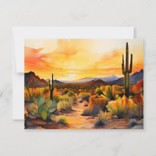 Cartão Postal Panorama em Aquarela do Deserto de Sonora
